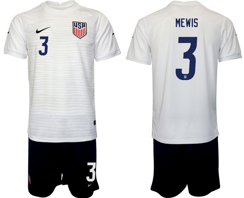 Men 2022 World Cup National Team United States home white 3 Soccer Jersey